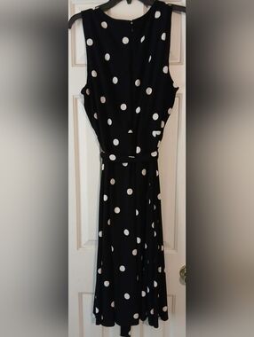 Kasper Black Dress with White Polka Dots